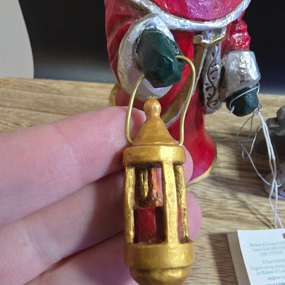 NWT Pam Schifferl Handcrafted Santa Figurine With Lantern & Sleigh Red/Gold - Picture 12 of 14
